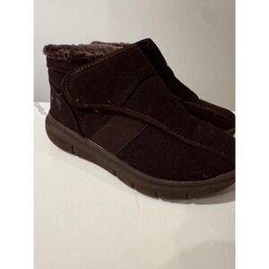 FitVille Women's Dark Brown Fur‎ Lined Ankle  Slip On Boots Size 10EW